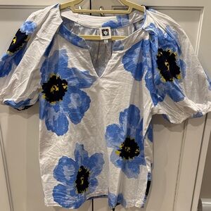 Anne Klein Blue and White Floral Blouse